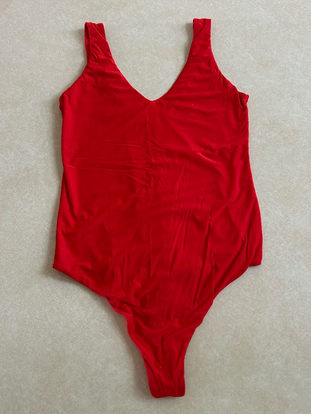 Smoothez by aerie Red plunge Sleeveless Tank Bodysuit Small